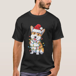 Corgi Santa Christmas Tree Lights Xmas Boys Men Co T-Shirt