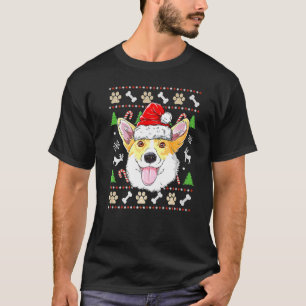 Corgi Santa Christmas Tree Lights Xmas Boys Men W T-Shirt