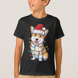 Corgi Santa Christmas Tree Lights Xmas Corgmas Dog T-Shirt