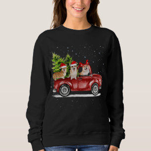 Corgi Santa Reindeer Red Truck Snow Christmas Tree Sweatshirt