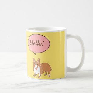 Corgi Says Hello Yellow Mug