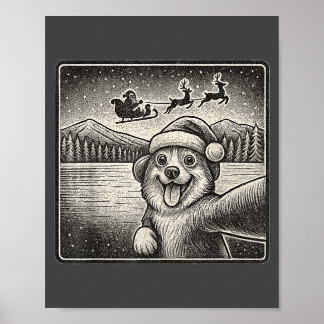 Corgi Selfie With Santa For Men Women Kids  Poster (Front)