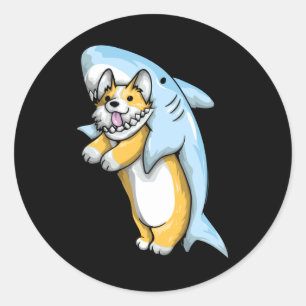 Corgi Shark Funny Corgi Costume 988 Classic Round Sticker