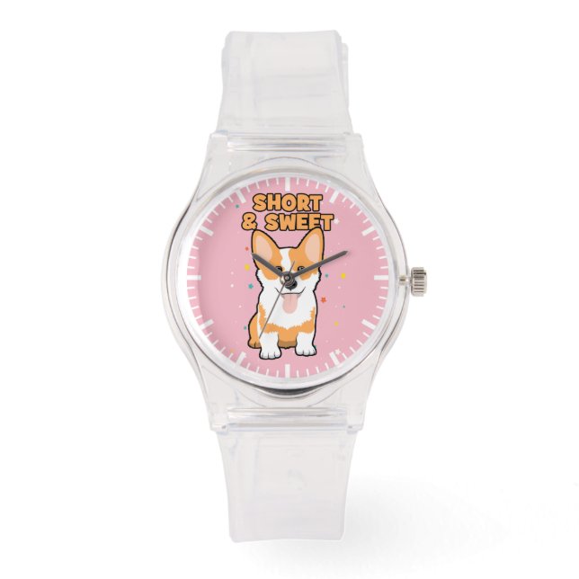Corgi - Short and Sweet, Cute Dog Cartoon, Novelty Watch (Front)