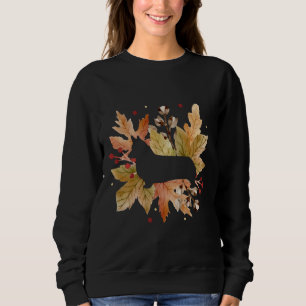 Corgi Silhouette Autumn Leaves  829 Sweatshirt