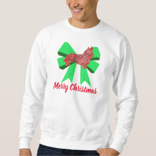 Corgi Silhouette Red Dog & Green Bow Christmas Sweatshirt
