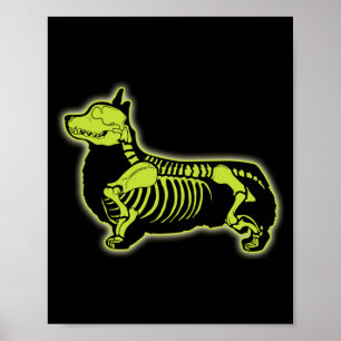 Corgi Skeleton Halloween Men Women Dog Lovers Rib Poster