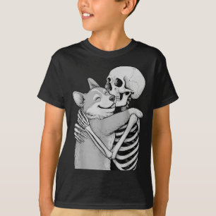 Corgi Skeleton Hug Halloween Dog Lover T-Shirt