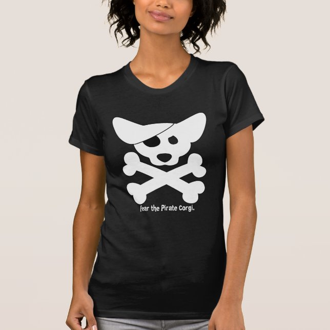 Corgi Skull & Crossbones Ladies Twofer Shirt (Front)