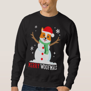 Corgi Snowman Funny Cute Dog Mum Dad Christmas Sweatshirt