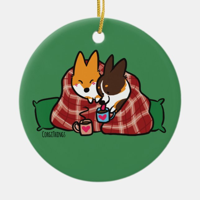Corgi Snuggles Ornament (Front)