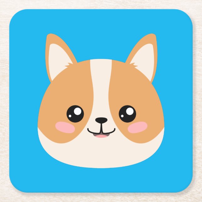 Corgi Square Paper Coaster (Front)