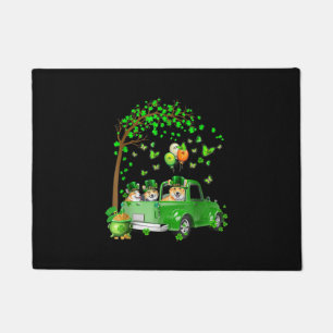 Corgi St Patricks Day Green Truck Under The Tree Doormat