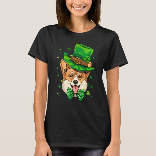 Corgi St Patrick's Day Leprechaun Shamrock Corgi   T-Shirt (Front)