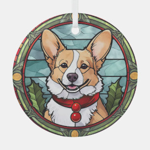 Corgi Stained Glass Christmas Tree Decoration