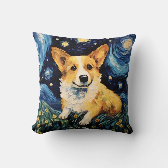 Corgi Starry Night Cushion (Front)