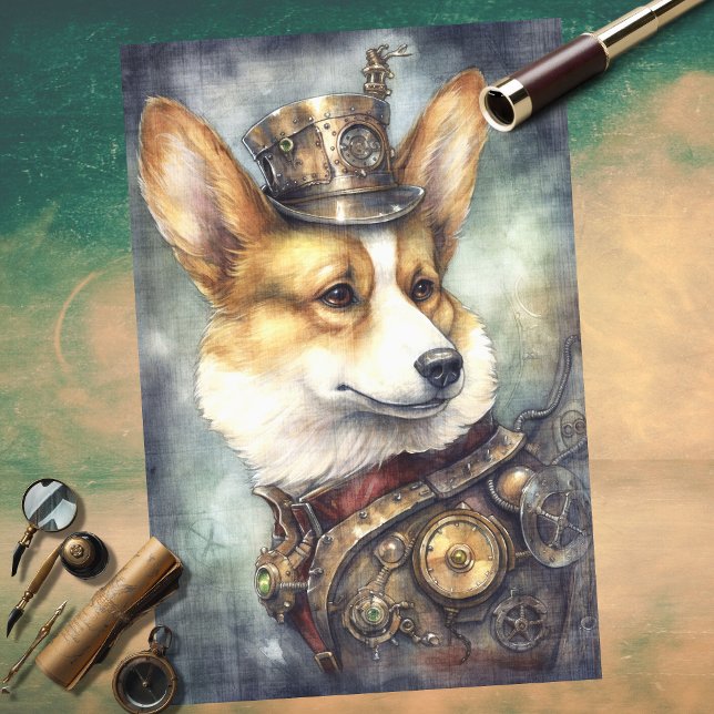 Corgi Steampunk 2 Decoupage Paper (Creator Uploaded)