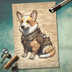 Corgi Steampunk 3 Decoupage Paper