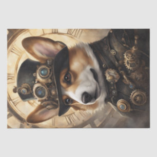 Corgi Steampunk Dreams: A Mechanical Decoupage Tissue Paper