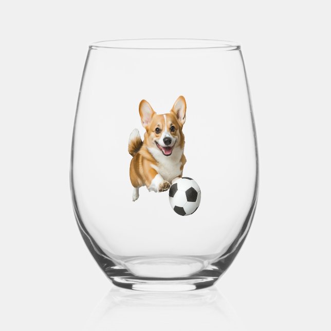 Corgi Stemless Wine Glass (Front)