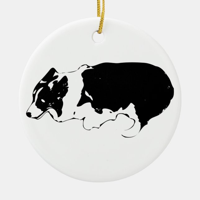 Corgi stride among the lights ceramic tree decoration (Front)