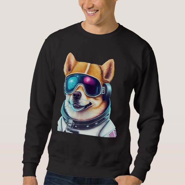 Corgi Takes on Space Astronaut Dog in Futuristic S Sweatshirt (Front)