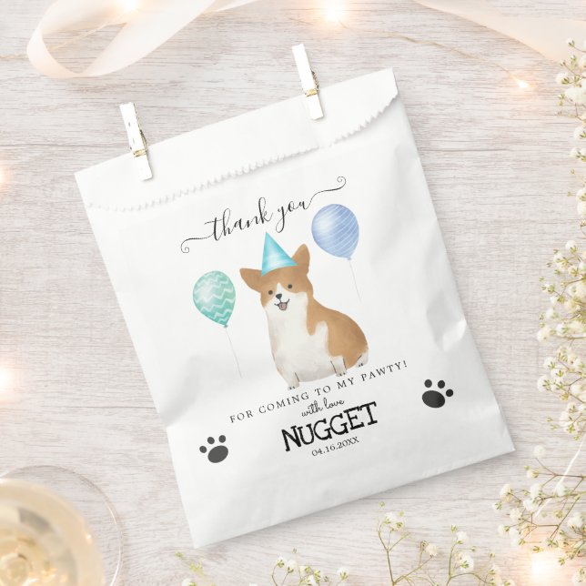Corgi Thank You Dog Treat Party Favour Bags (Clipped)