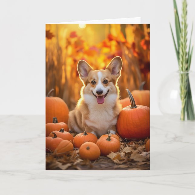 Corgi Thanksgiving Holiday Card (Front)