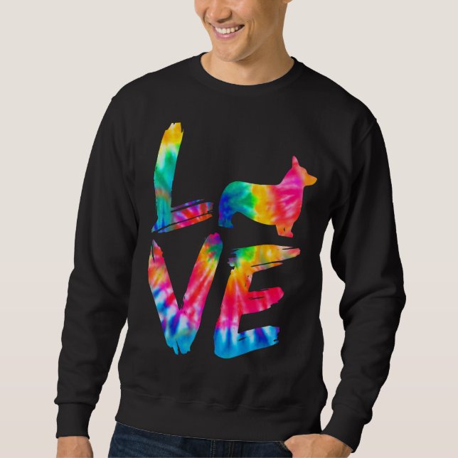 Corgi Tie Dye Love Dog Mum Dad Sweatshirt (Front)