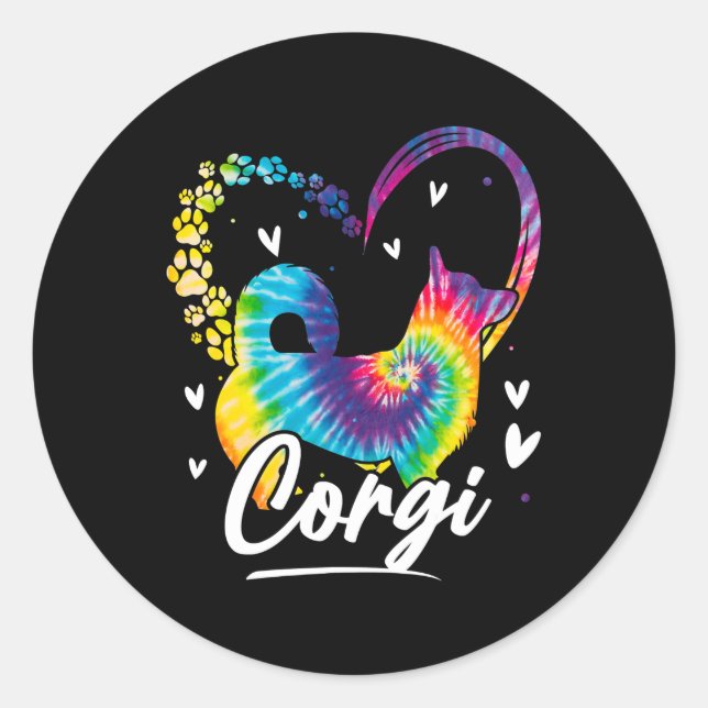 Corgi Tie Dye Rainbow Dog Lover Gift Classic Round Sticker (Front)