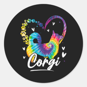 Corgi Tie Dye Rainbow Dog Lover Gift Classic Round Sticker