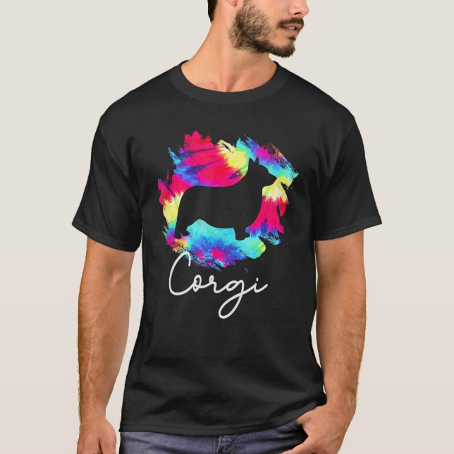 Corgi Tie Dye Rainbow  Dog T-Shirt (Front)