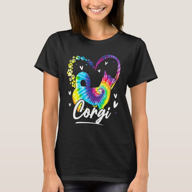 Corgi Tie Dye Rainbow Dog T-Shirt (Front)