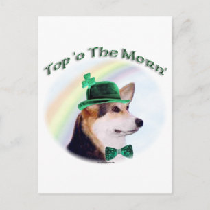 Corgi Top of the Morn'; Corgi St. Patrick's day Postcard