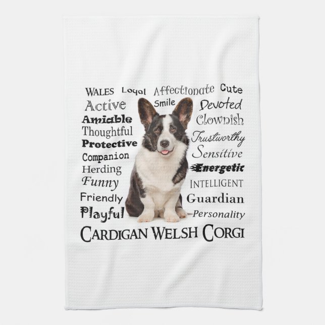 Corgi Traits Tea Towel (Vertical)