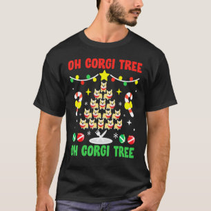 Corgi Tree Cute Dog Mum Dad Christmas T-Shirt