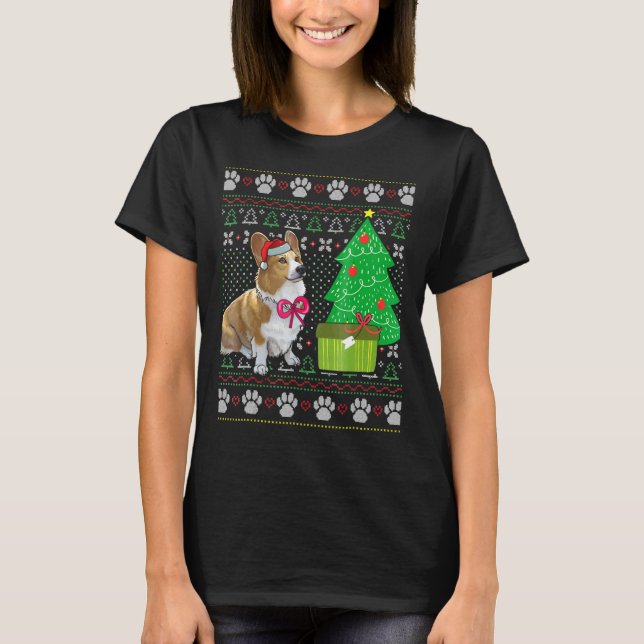 Corgi Ugly Christmas Dog T-Shirt (Front)