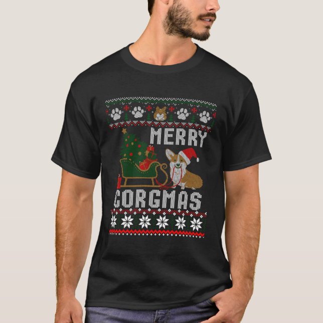 Corgi Ugly Christmas Sweater Merry Corgmas Santa C (Front)