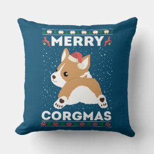 Corgi Ugly Christmas Sweater Style Merry Corgmas Cushion