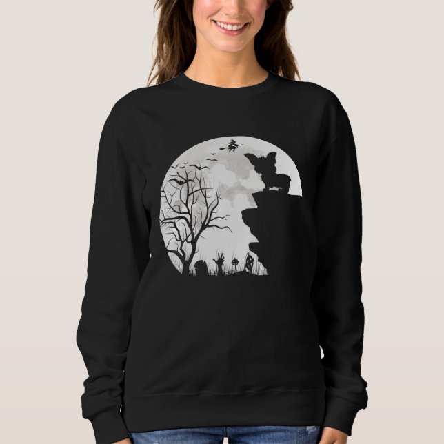 Corgi Under Moon Halloween Dog Sweatshirt (Front)