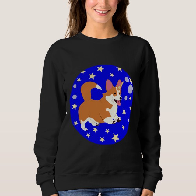 Corgi Unicorn Bubbles And Stars Active Sweatshirt (Front)