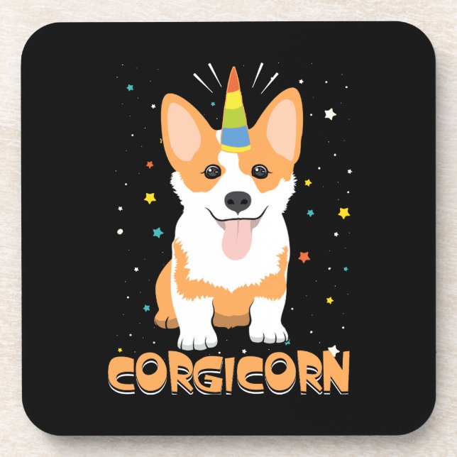 Corgi Unicorn - Corgicorn - Cute Dog Cartoon Coaster (Front)