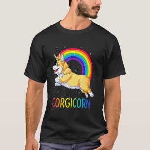 Corgi Unicorn Girls Kids Rainbow T-Shirt