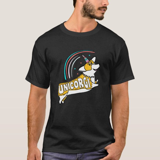 Corgi Unicorn Rainbow Unicorgi T-Shirt (Front)