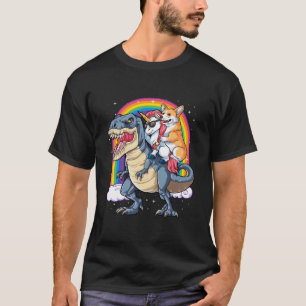 Corgi Unicorn Riding Dinosaur T Rex Gifts Men Wome T-Shirt