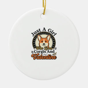 Corgi Valentine Design for Dog Lovers_1 Ceramic Tree Decoration