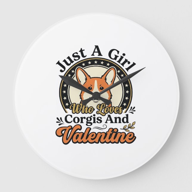 Corgi Valentine Design for Dog Lovers_1 Large Clock (Front)