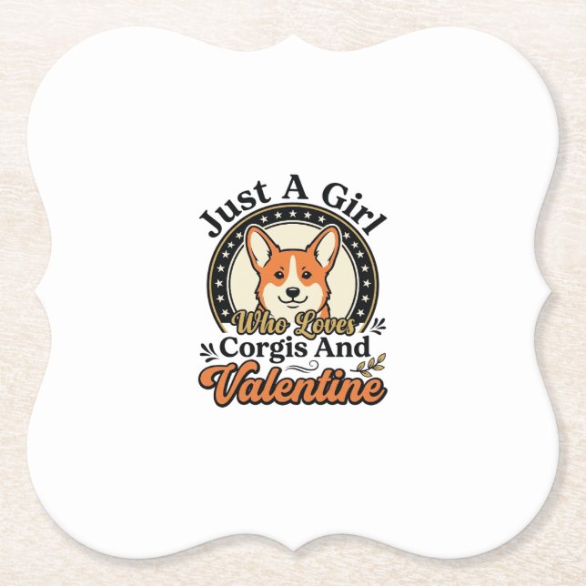 Corgi Valentine Design for Dog Lovers_1 Paper Coaster (Front)