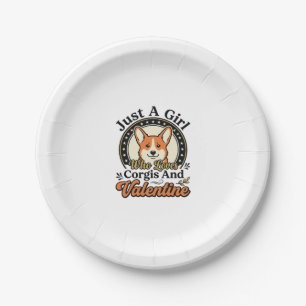 Corgi Valentine Design for Dog Lovers_1 Paper Plate