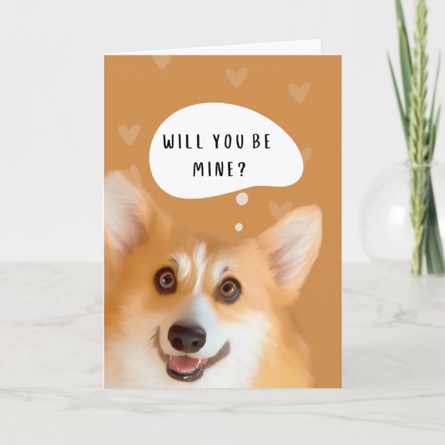 Corgi Valentine's Day Card Gold (Front)
